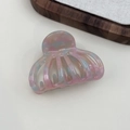 French style acetate pumpkin claw clip with pink and blue marble texture for elegant hair styling - Mermaid Purple