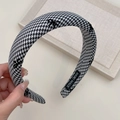 Handgefertigter Haarreif mit Hahnentrittmuster und Schleifendruck für Damen im College-Stil - Hahnentritt Haarband