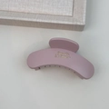 Matte mauve cloud hair claw clip with golden French lettering for thick hair styling - Semicircle Pink