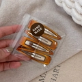 Set of 4 handmade tortoiseshell water drop hair clips with amber resin texture in a pack - Coffee Colors