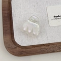 Elegant pearlescent white acetate hair claw clip with Barrette la France logo lettering - Mermaid Color