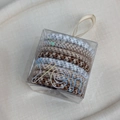 Set of thick braided elastic hair ties in brown and beige tones in a clear gift box - Light Coffee Series
