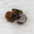 French style acetate flower hair claw clip with blue marble pattern for women - Blue Brown Gradient