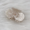 Elegant cream white marble acetate rose flower claw clip for women back hair styles - Mermaid White