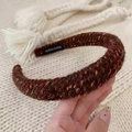 Cerchietto in tweed di lana marrone con etichetta fatta a mano per l'autunno inverno - Fiocco Marrone Scuro