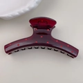 Minimalist burgundy translucent hair claw clip with red polka dots for women hair styling - Hanger Style