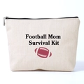 Kosmetiktasche aus Leinenimitat mit Football Mom Aufdruck und Rugby-Muster Design - Football Mom Survival Kit Bedruckt (ymhzb3369)