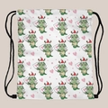 Sac à dos à cordon blanc avec motif de dinosaure de Noël festif pour voyage et rangement - Impression de Dinosaure de Noël(skd29097)