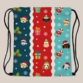 Christmas drawstring backpack with festive dog prints and colorful wavy stripes - Christmas Dog Pattern (skd29092)