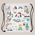 Rugzak met trekkoord en kerst alpaca-patroon met feestelijke kerstboom en cadeauprints - Alpaca Kerstdruk Stijl (skd29095)