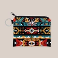 Aztec print coin purse with colorful geometric patterns and metallic keychain ring - Colorful Geometric Print (lqb3407)