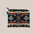 Monedero con estampado azteca, patrones geométricos y anillo de llavero plateado - Estampado Geométrico Azteca (lqb3411)