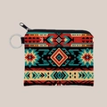 Aztec print mini coin purse with geometric patterns and silver metal keychain ring - Aztec Geometric Pattern (lqb3409)