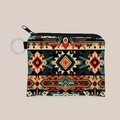 Aztec print coin purse with keychain, colorful geometric pattern on durable fabric pouch - Aztec Geometric Pattern (lqb3404)