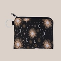 Porte-monnaie avec motifs étoiles et lune célestes et anneau argenté sur fond beige - Style à Motif Étoile et Lune (lqb3429)