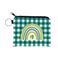 Detail der St. Patrick's Day Münztasche mit grünem Regenbogen und Kleeblatt-Muster - Grün Weißes Gitter Regenbogen Kleeblatt Stil (lqb3423)