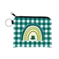 Detailansicht der St. Patrick's Day Geldbörse mit Regenbogen und Kleeblatt-Hut - Grün Weißes Gitter Regenbogen Zylinder Stil (lqb3425)