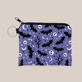 Halloween bat and skull print coin purse with silver ring keychain for women - Halloween Print Style (lqb3486)