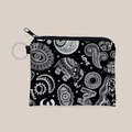 Bohemian canvas portemonnee met olifantenprint voorzien van rits en metalen ring - Zwart en Wit Olifant Mandala Stijl (lqb3503)