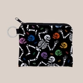 Portable skull print coin purse with zipper and metal keychain for women's essentials - Colorful Skull Print (lqb3505)