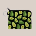 Portable fabric coin purse with avocado print featuring a zipper and key ring attachment - Avocado Print Style (lqb3506)