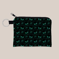 Alien print canvas coin purse with alien faces, UFOs and a silver metal keychain ring - Alien Print Style (lqb3500)