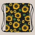 Sac à dos à cordon noir pour femme avec imprimé tournesols vif et cordes épaisses - Motif Tournesol (skd29132)