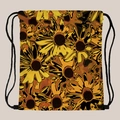 Tragbarer Kordelzug-Rucksack mit Sonnenblumenmuster und robusten schwarzen Bändern - Sonnenblumen-Druck (skd29126)