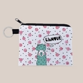Cute alpaca canvas coin purse with zipper closure and portable keychain for girls - Cute Alpaca Print (lqb3514)