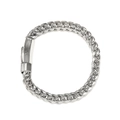 Polished silver stainless steel Franco chain bracelet with rectangular buckle for men - Franco Braided Style / Silver Bracelet