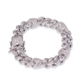 Hip hop zilverkleurige Cubaanse armband voor heren met ingelegde zirkonia steentjes - Armband (7inch) / Zilver