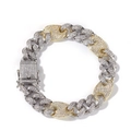 Tweekleurige hiphop Cuban armband met zirkonia-inleg in goud en zilver afwerking - Halsketting (18inch) / Goud en Zilver Tweekleurig