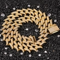 Collana cubana a spine da 20mm in oro con zirconi bianchi in stile hip hop punk - Spine Oro (18 pollici)