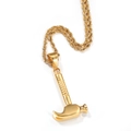Poliertes goldfarbenes Edelstahl-Hammer-Anhänger Halskette mit gedrehter Kordelkette - Goldener Klauenhammer Anhänger + Seilkette