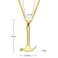 Vergoldete Edelstahl Hammer Anhänger Halskette mit 60cm Panzerkette für Herren - Goldener Hammer Anhänger + Panzerkette