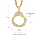 Hip hop handcuff pendant necklace in 316L gold plated stainless steel with rhinestones - Gold Handcuffs Style