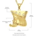 Hip hop 316L gold plated stainless steel crown pendant necklace with Austrian rhinestones - Caesar Portrait Simple Rhinestone Style