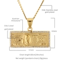 Gold plated 316L stainless steel 100 dollar bill pendant necklace with Austrian rhinestones - 100 Dollar Bill Style