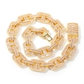 15mm gold Cuban link chain necklace with iced out micro-pave cubic zirconia crystals - 16 / Gold