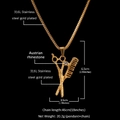 Collier de barbier en acier inoxydable 316L plaqué or avec pendentif ciseaux et peigne - Outils de Coiffeur (NPS1518) / Or