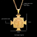 Collier médaille Saint-Benoît en acier inoxydable doré avec chaîne cubaine 3mm - Livre Médaille Saint Benoît (NPS1518) / Or