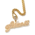 Personalisierte Alinas Namenskette mit funkelnden Diamanten und goldener Kordelkette - Gold (1-6 Buchstaben)