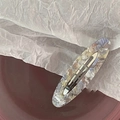 Close-up of vintage hollow oval acetate hair clip with colorful marble pattern - Purple Smudge