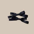 Elegant pair of black satin double-layered bow hair clips for women with a sleek finish - Black