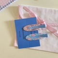 Lot de 2 pinces à cheveux série pêche avec motif marbre rose et détails bleu clair - Soda à la pêche