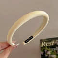 Serre-tête épais en éponge beige avec étiquette fait main et design tendance - Jaune