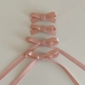 Lot de barrettes à nœuds roses avec longs rubans en tissu côtelé pour filles - Rose