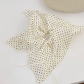 Elastico per capelli in raso vintage a pois con nastro lungo in bianco crema e nero - Scrunchie Quadrato
