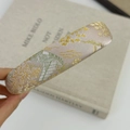 Champagne satin sponge headband with elegant floral embroidery in vintage style - Champagne Green Embroidery (Style E)