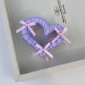 French style purple heart-shaped hair claw clip with pink silk ribbon bows decoration - Purple